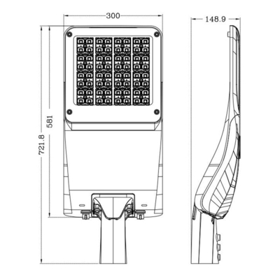 150W एलईडी आउटडोर फ्लैट स्ट्रीट लाइट IP66 और 50000hrs जीवन काल