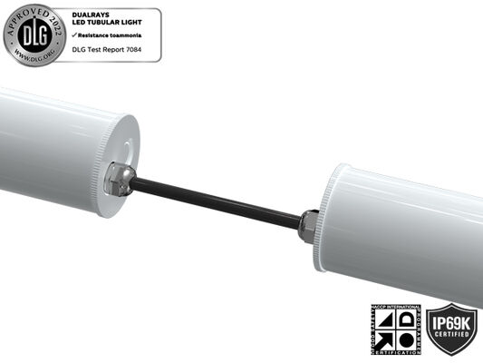 0.6m 20W IP69K IK10 TB7 एलईडी ट्यूबलर लाइट विशेष रूप से खाद्य प्रसंस्करण संयंत्र, रासायनिक सुविधाओं, पशु स्थिर गोदाम, कार धोने की जगह के लिए