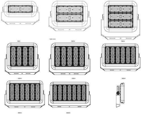 ज़िगबी वायरलेस नियंत्रण और IP66 रेटिंग के साथ 500W मॉड्यूलर LED स्पोर्ट लाइट आउटडोर स्पोर्ट्स के लिए