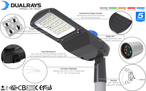 पावर सेविंग एलईडी स्ट्रीट लाइट SMD5050 CRI 80Ra लोडिंग एरिया के लिए