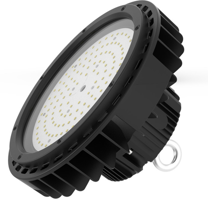 डुअलरे डाई कास्टिंग एल्युमिनियम 150W UFO LED हाई बे लाइट फिक्स्चर व्हाइट पीसी कवर